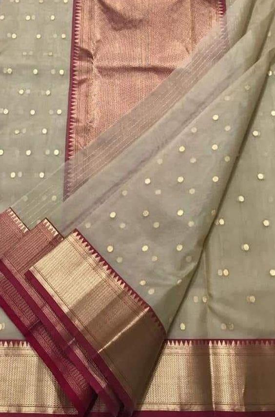 Stunning Beige Color Designer Silk  Saree