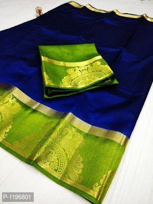 Adhesive Blue And Green Color Designer Saree