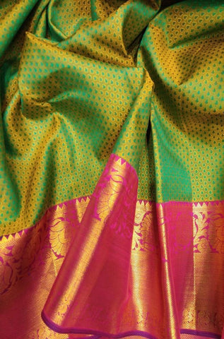 Adhesive green Color Kanjivarm Designer Saree