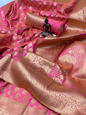 Adhesiv pink Color Designer Saree