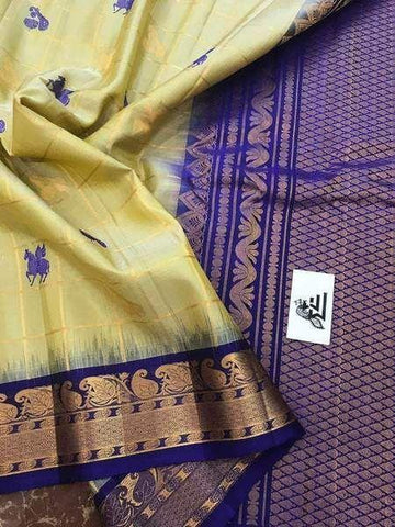 Adhesivbe Yellow And Blue Color Designer Saree