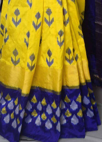 Captivating Yellow and Blue Color Designer Saree