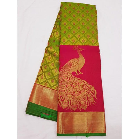 Gorgeous  Green and Pink Color Designer Saree