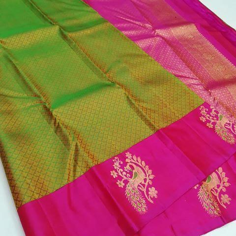 Exclusive Green and Pink Color Designer Saree